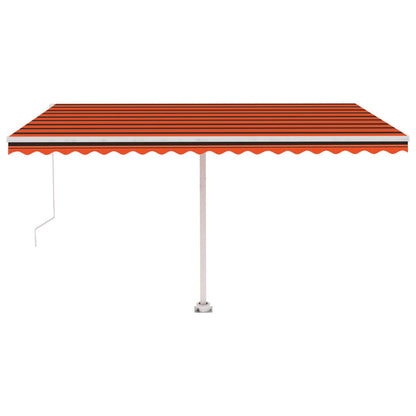 Markise Manuell Einziehbar mit LED 450x350 cm Orange Braun