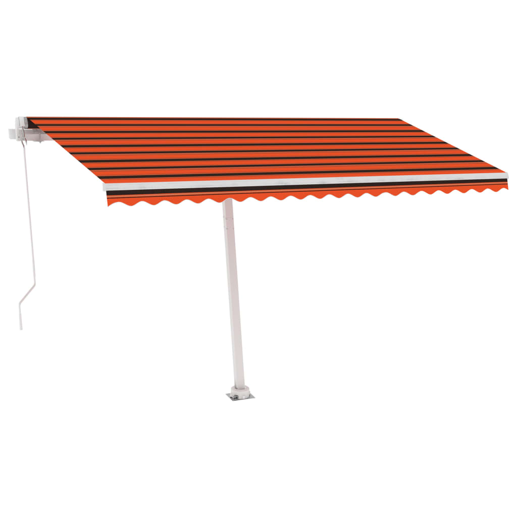 Markise Manuell Einziehbar mit LED 450x350 cm Orange Braun