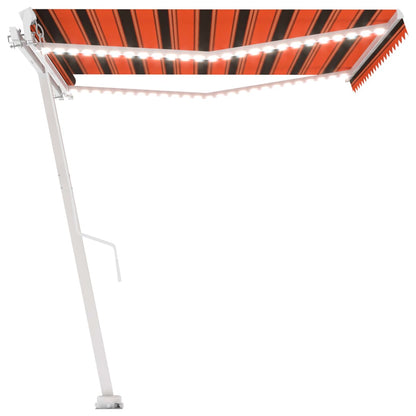 Markise Manuell Einziehbar mit LED 450x350 cm Orange Braun