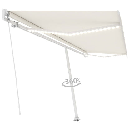 Markise Manuell Einziehbar mit LED 500x350 cm Creme