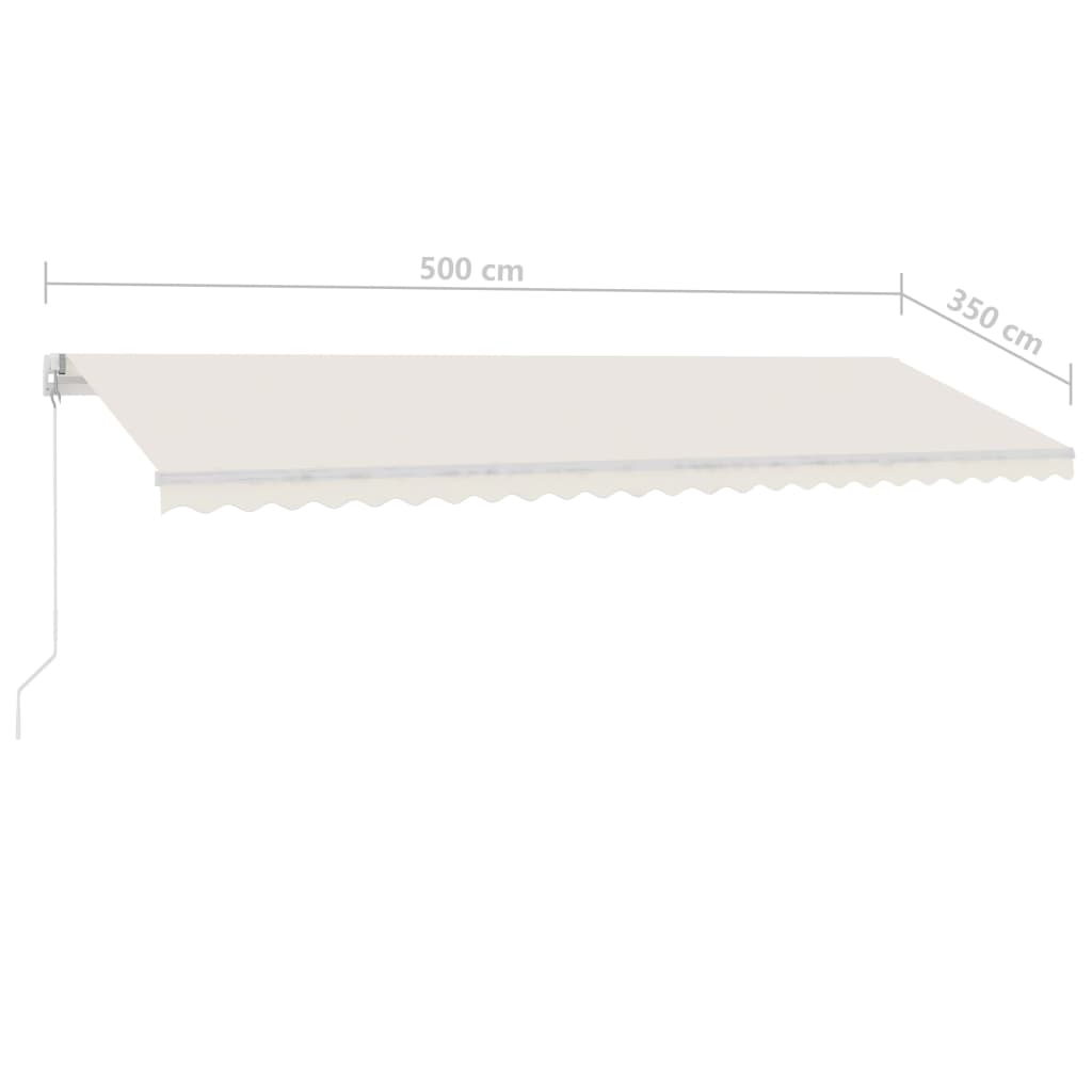 Markise Manuell Einziehbar mit LED 500x350 cm Creme