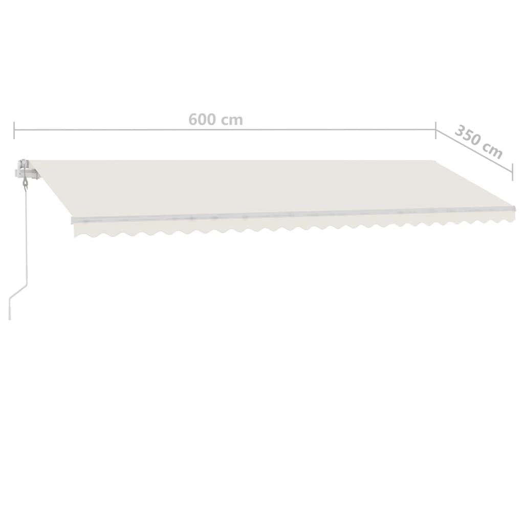 Markise Manuell Einziehbar mit LED 600x350 cm Creme