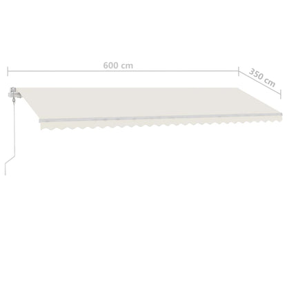 Markise Manuell Einziehbar mit LED 600x350 cm Creme