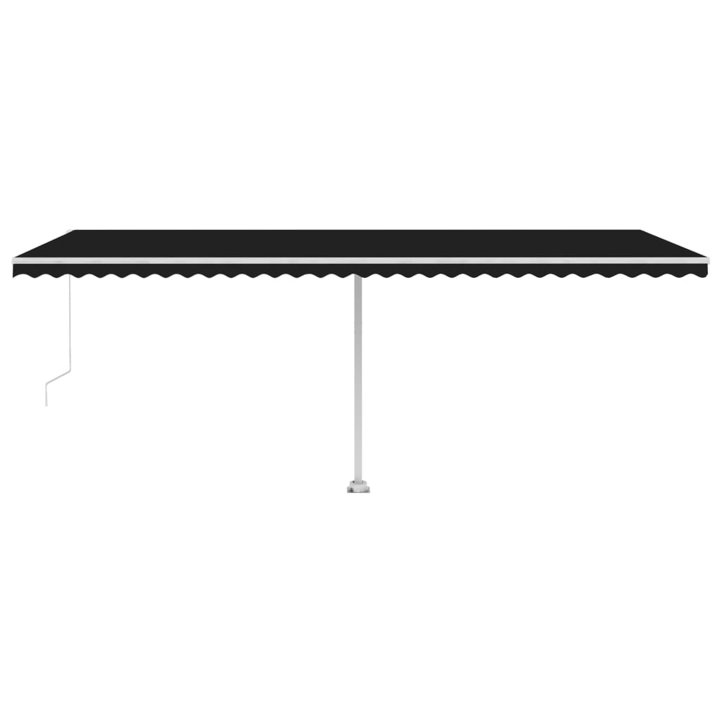 Markise Manuell Einziehbar mit LED 600x350 cm Anthrazit