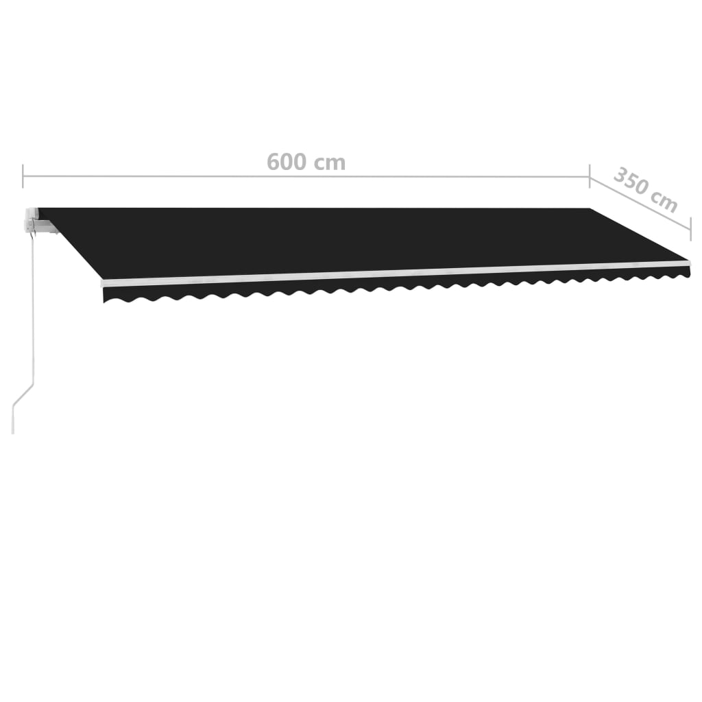 Markise Manuell Einziehbar mit LED 600x350 cm Anthrazit