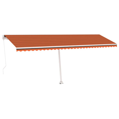 Markise Manuell Einziehbar mit LED 600x350 cm Orange und Braun