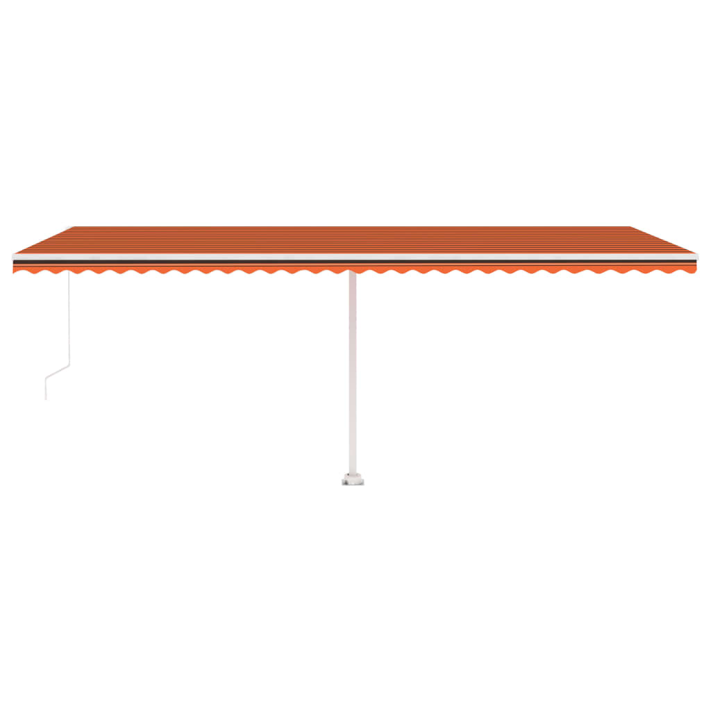 Markise Manuell Einziehbar mit LED 600x350 cm Orange und Braun