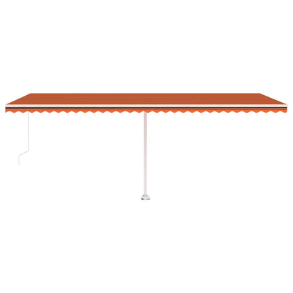 Markise Manuell Einziehbar mit LED 600x350 cm Orange und Braun