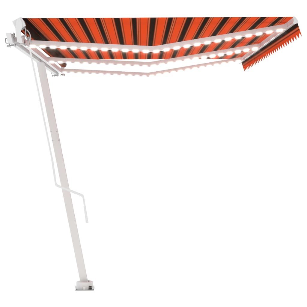 Markise Manuell Einziehbar mit LED 600x350 cm Orange und Braun