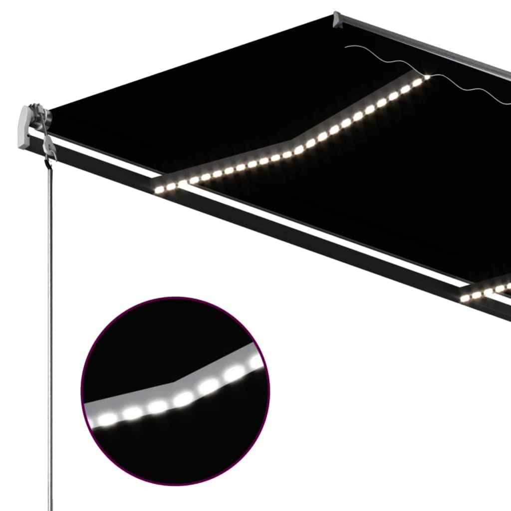 Markise Manuell Einziehbar mit LED 300x250 cm Anthrazit