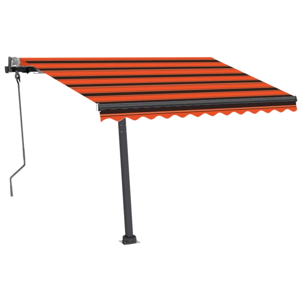 Markise Manuell Einziehbar mit LED 300x250 cm Orange und Braun