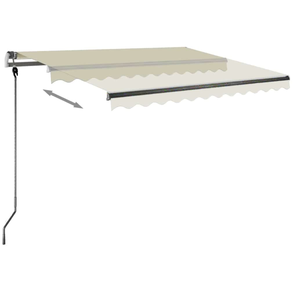 Markise Manuell Einziehbar mit LED 350x250 cm Creme