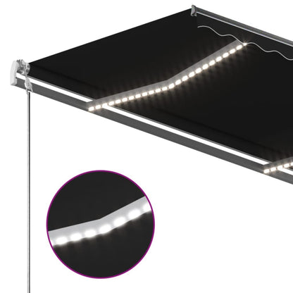 Markise Manuell Einziehbar mit LED 350x250 cm Anthrazit