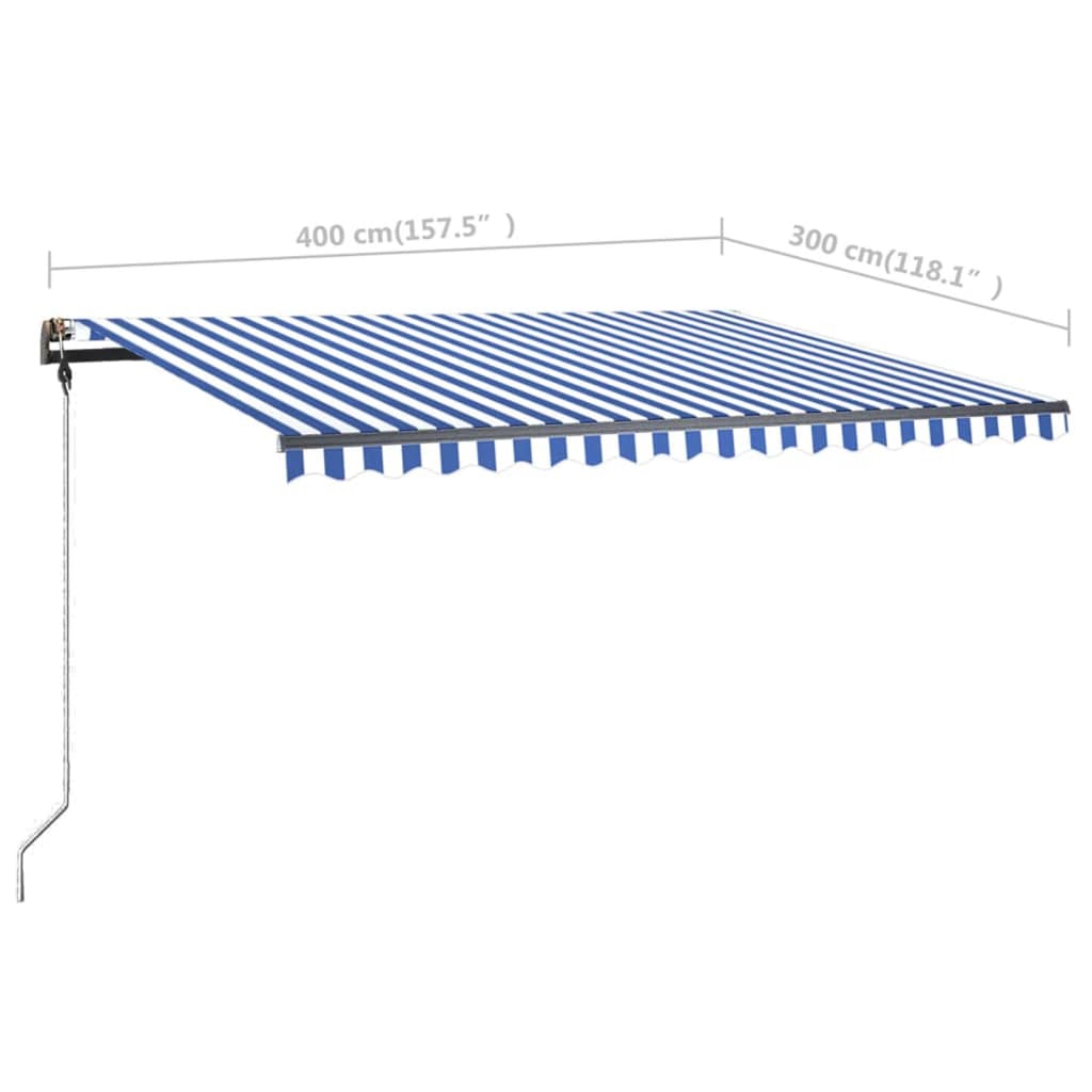 Standmarkise Manuell Einziehbar 400x300 cm Blau/Weiß