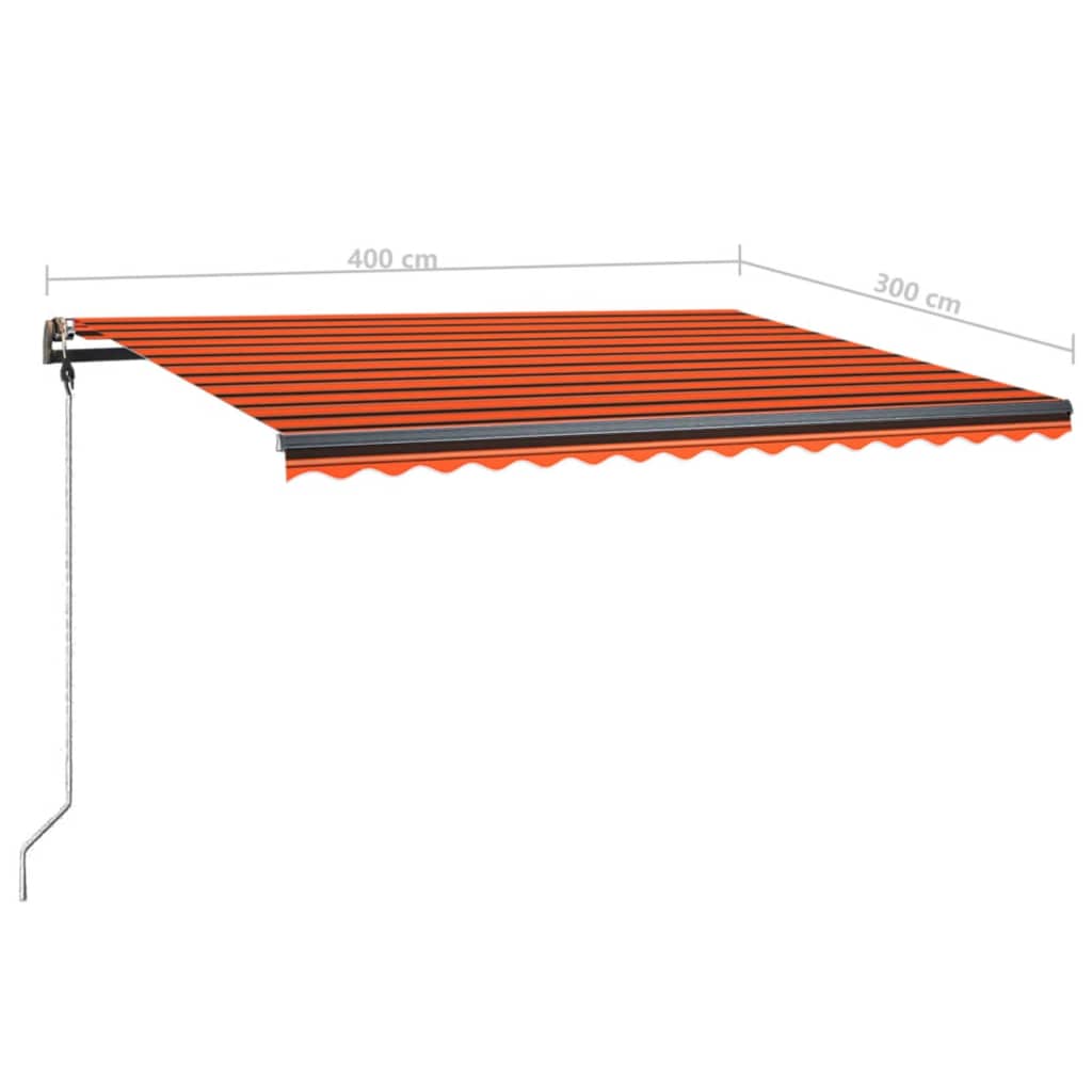 Markise Manuell Einziehbar mit LED 400x300 cm Orange und Braun