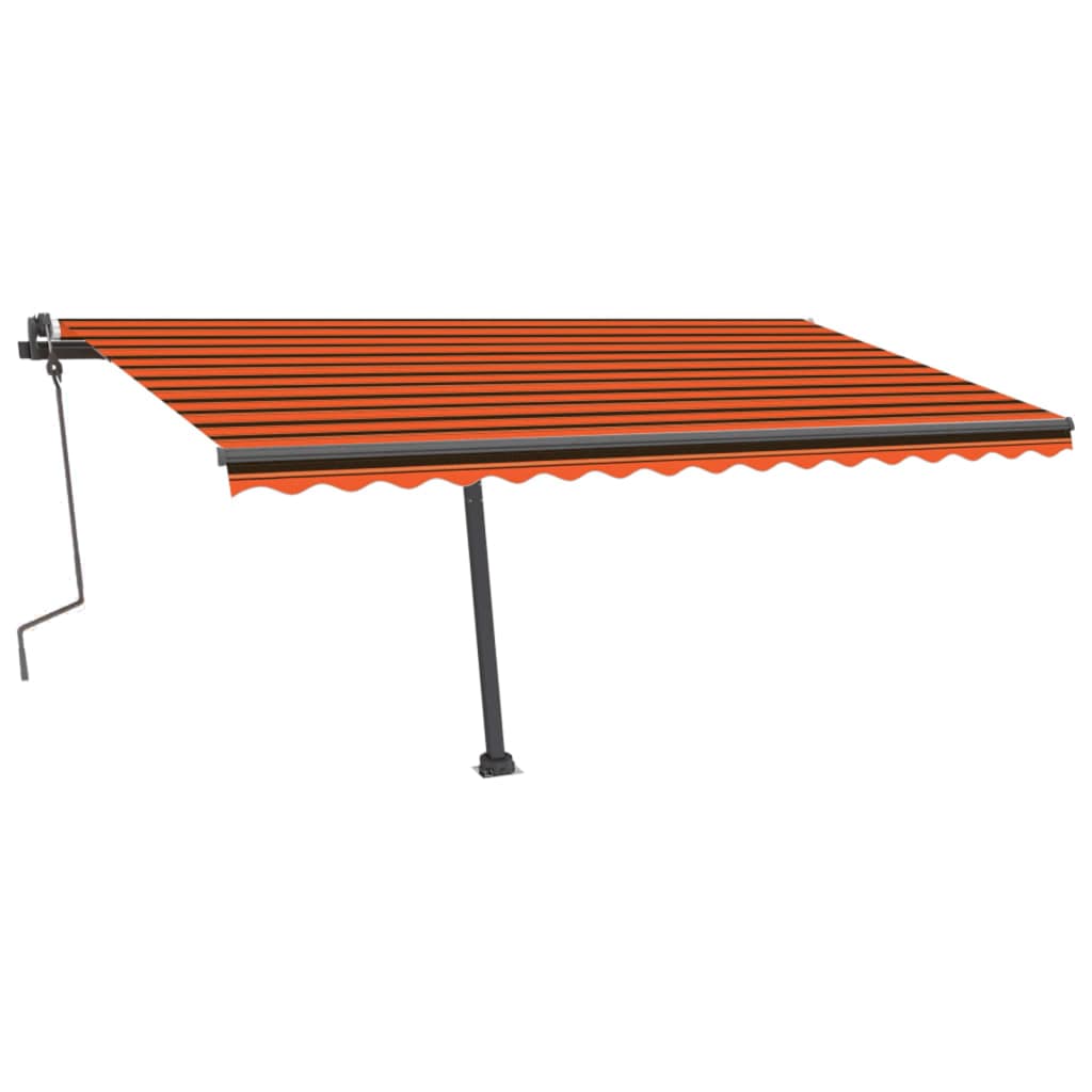 Markise Manuell Einziehbar mit LED 400x300 cm Orange und Braun