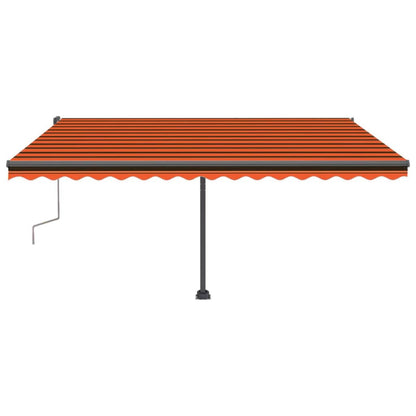 Markise Manuell Einziehbar mit LED 400x300 cm Orange und Braun