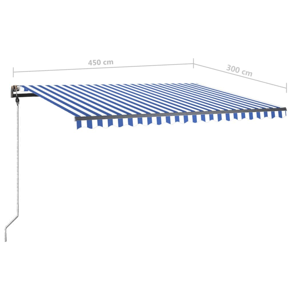 Standmarkise Manuell Einziehbar 450x300 cm Blau/Weiß