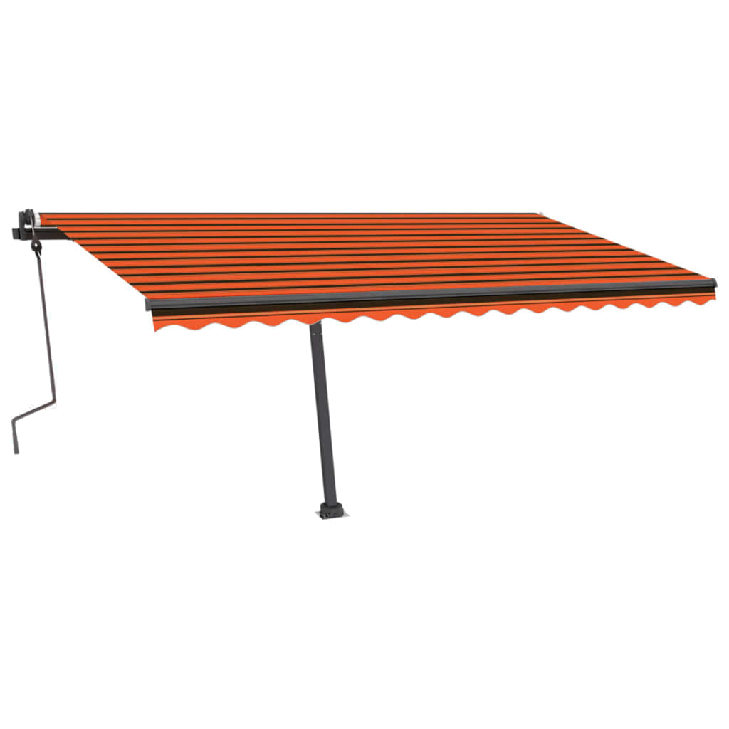 Markise Manuell Einziehbar mit LED 450x300 cm Orange und Braun