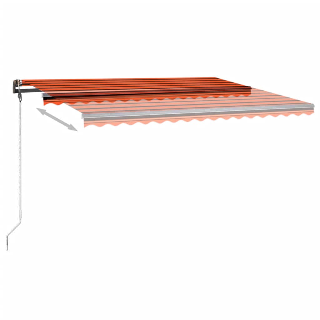 Markise Manuell Einziehbar mit LED 450x300 cm Orange und Braun