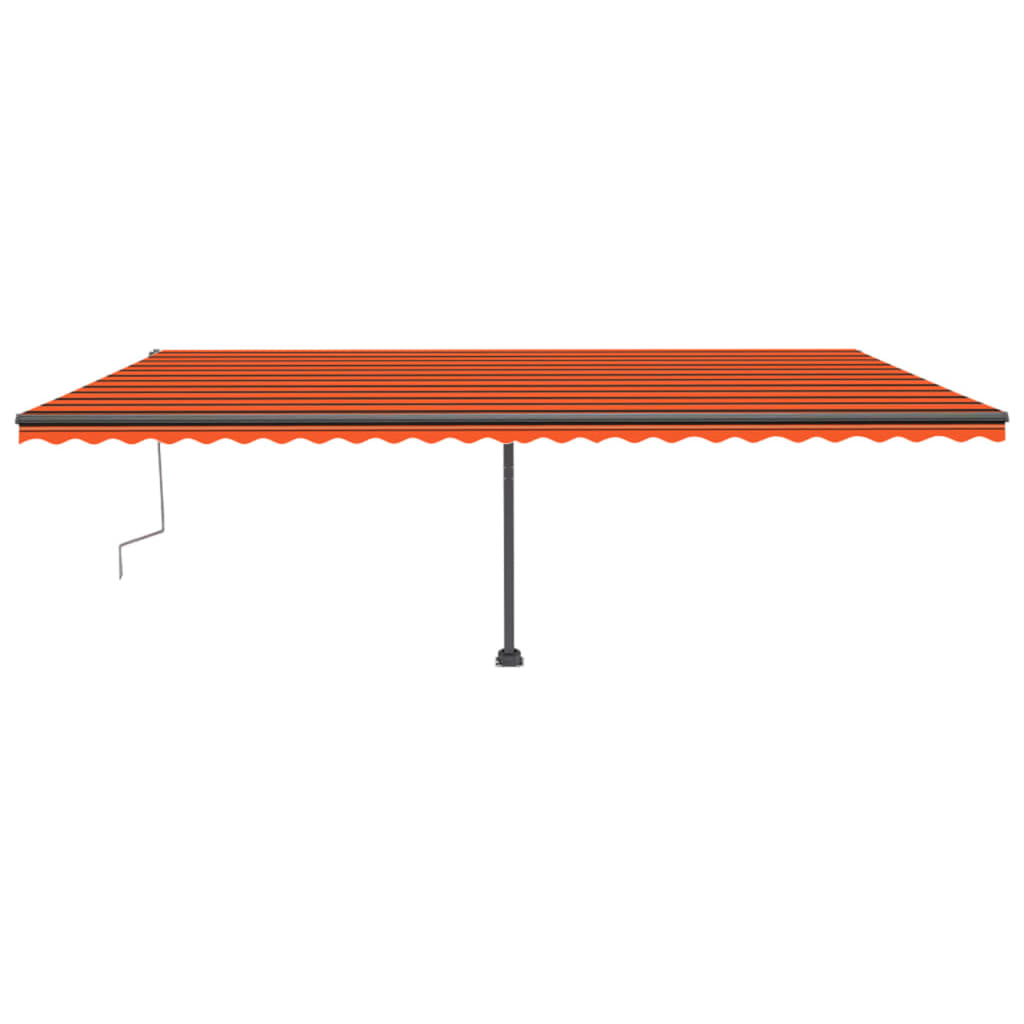 Markise Manuell Einziehbar mit LED 600x300 cm Orange Braun