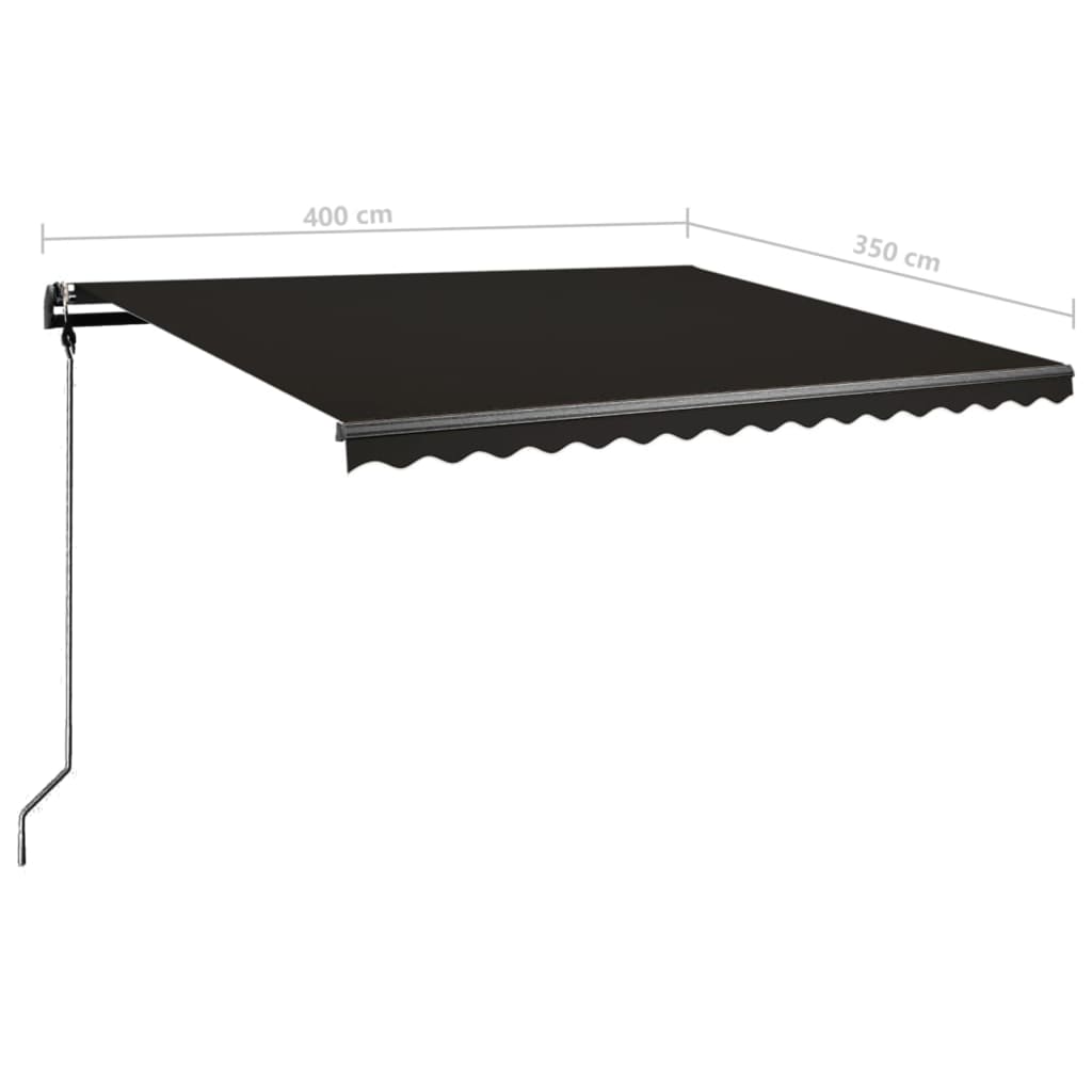 Markise Manuell Einziehbar mit LED 400x350 cm Anthrazit