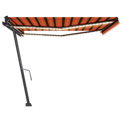 Markise Manuell Einziehbar mit LED 400x350 cm Orange Braun