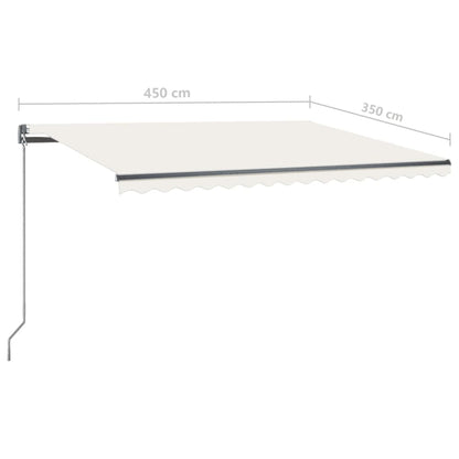 Markise Manuell Einziehbar mit LED 450x350 cm Creme