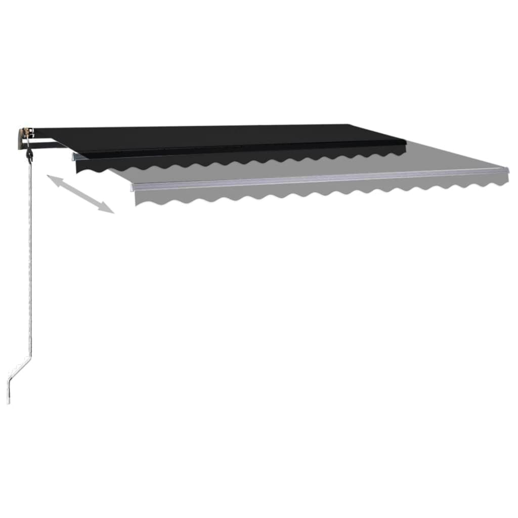 Markise Manuell Einziehbar mit LED 450x350 cm Anthrazit