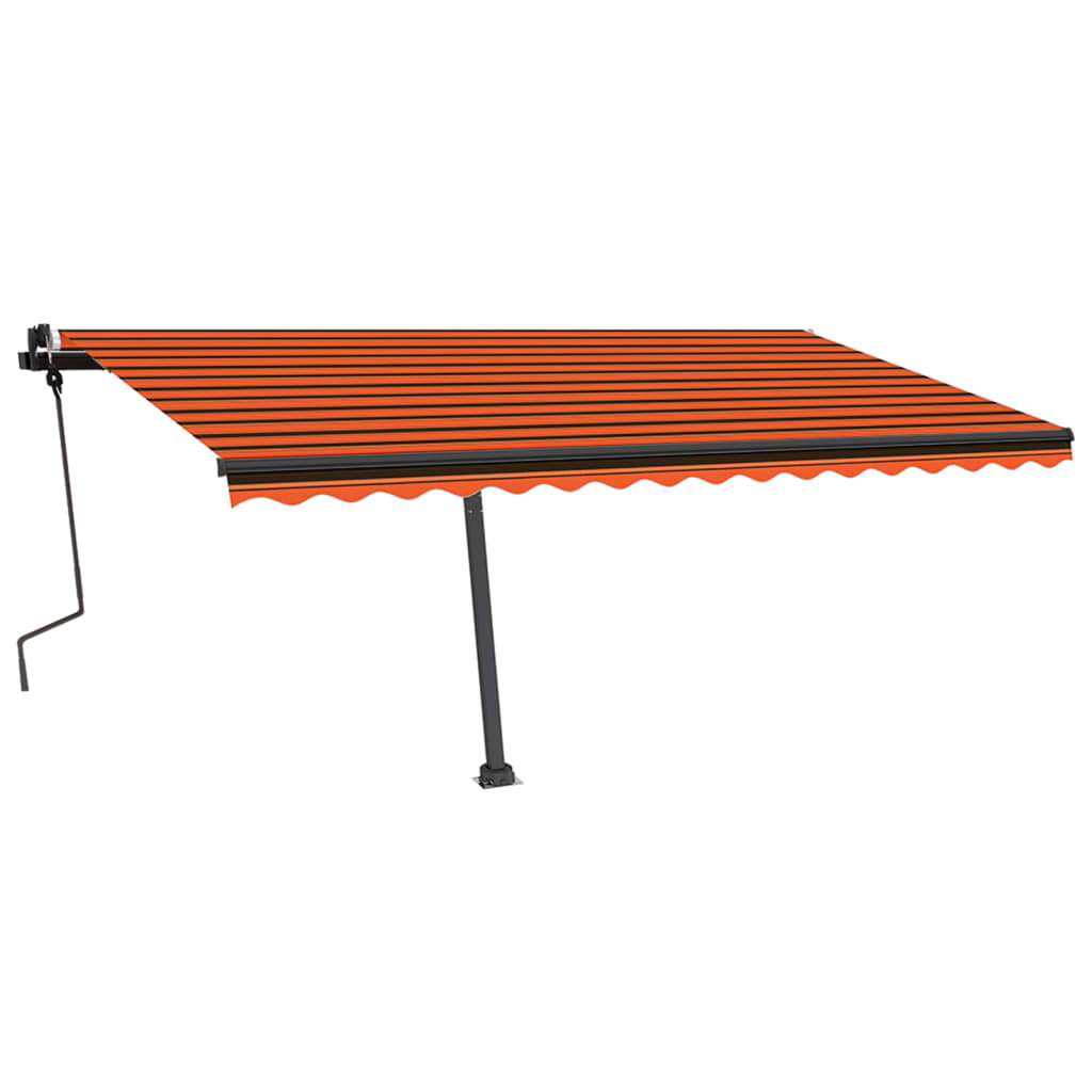 Markise Manuell Einziehbar mit LED 450x350 cm Orange und Braun