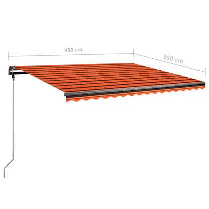 Markise Manuell Einziehbar mit LED 450x350 cm Orange und Braun