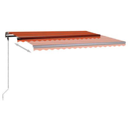 Markise Manuell Einziehbar mit LED 450x350 cm Orange und Braun