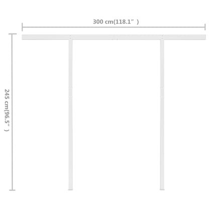 Markise Manuell Einziehbar mit Pfosten 3x2,5 m Blau & Weiß