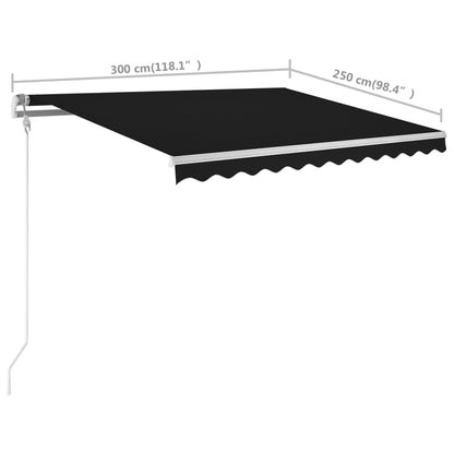 Markise Manuell Einziehbar mit Pfosten 3x2,5 m Anthrazit