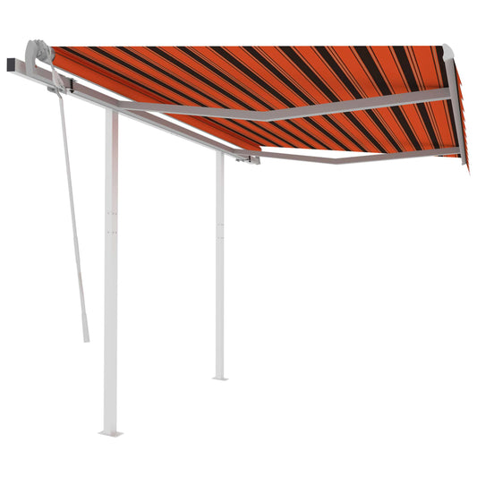 Markise Manuell Einziehbar mit Pfosten 3x2,5 m Orange & Braun