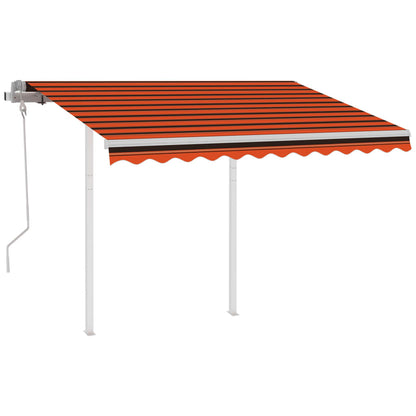 Markise Manuell Einziehbar mit Pfosten 3x2,5 m Orange & Braun