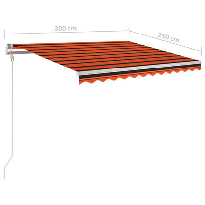 Markise Manuell Einziehbar mit Pfosten 3x2,5 m Orange & Braun