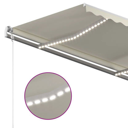 Markise Manuell Einziehbar mit LED 4x3 m Creme