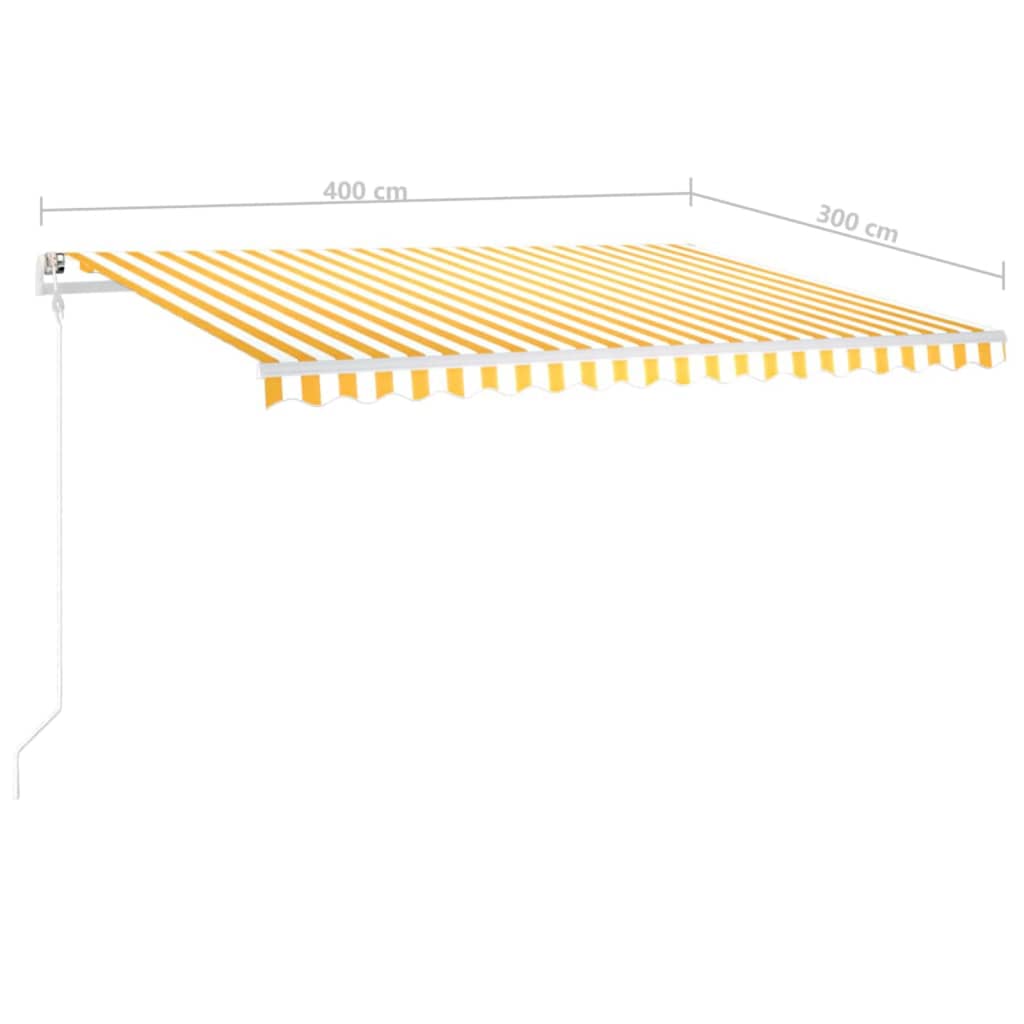 Markise Manuell Einziehbar mit LED 4x3 m Gelb und Weiß