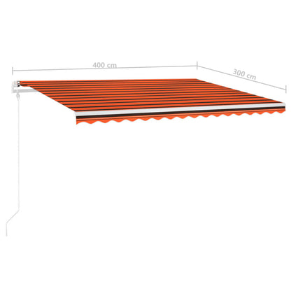 Markise Manuell Einziehbar mit LED 4x3 m Orange Braun