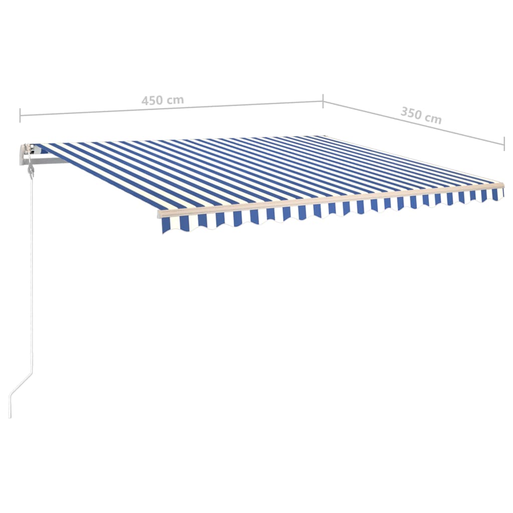 Markise Manuell Einziehbar mit LED 4,5x3,5 m Blau und Weiß