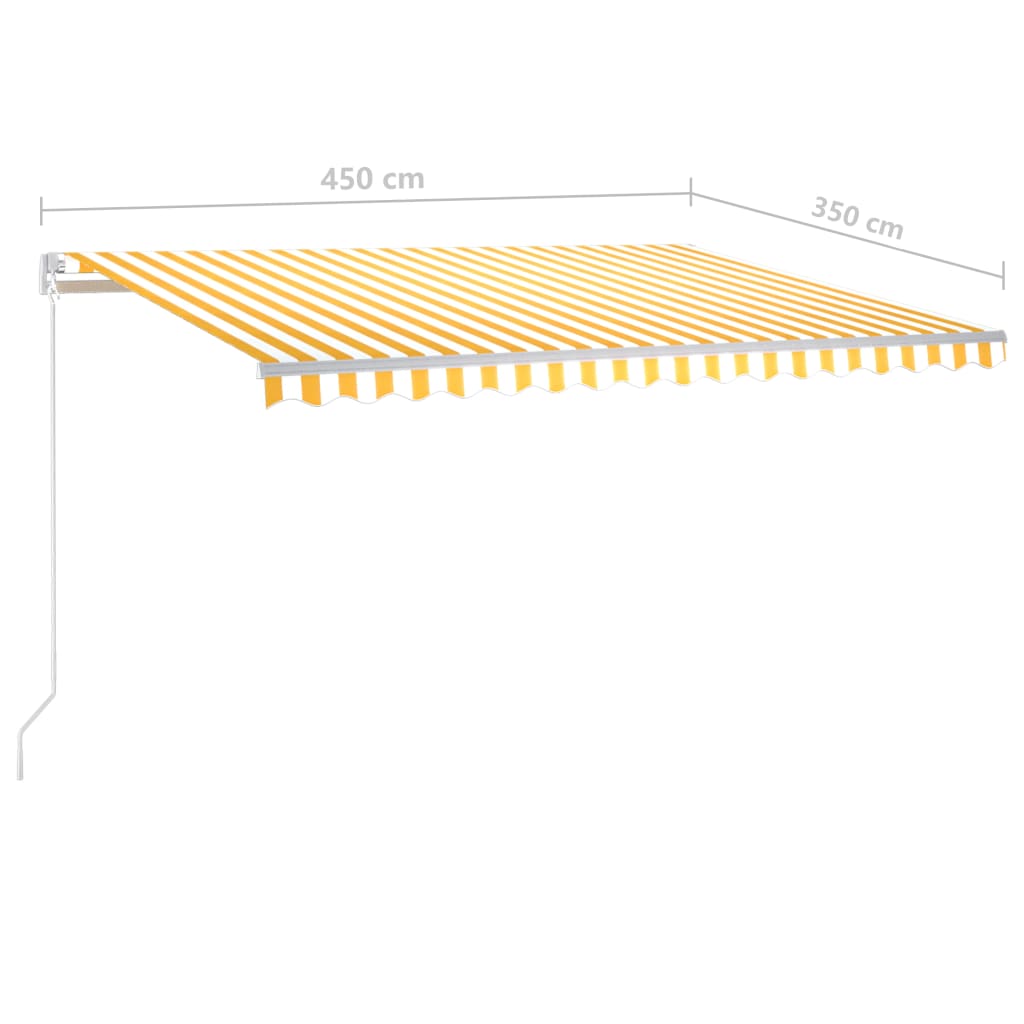 Markise Manuell Einziehbar mit LED 4,5x3,5 m Gelb & Weiß