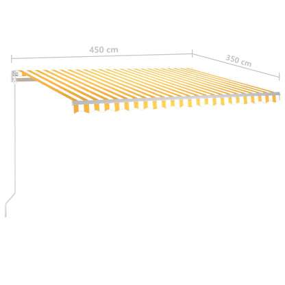 Markise Manuell Einziehbar mit LED 4,5x3,5 m Gelb & Weiß