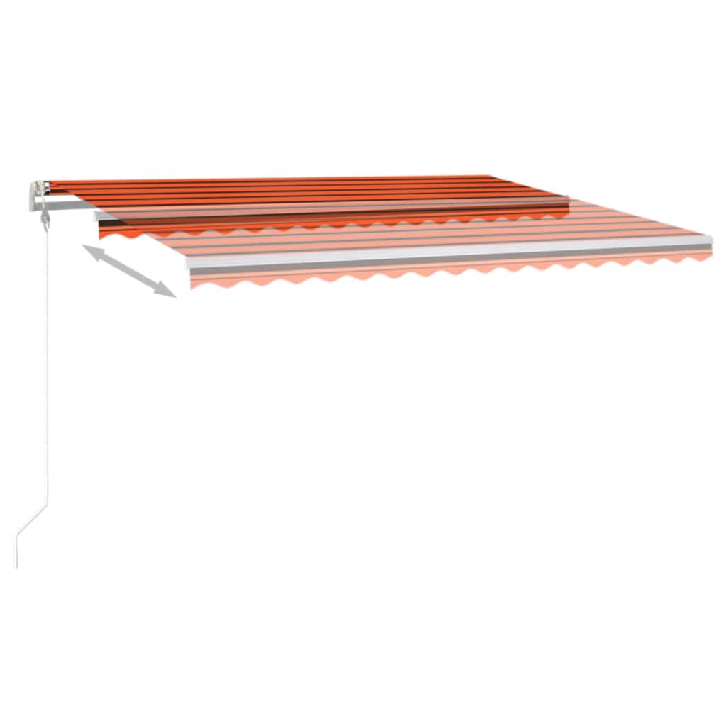 Markise Manuell Einziehbar mit LED 4,5x3,5 m Orange & Braun