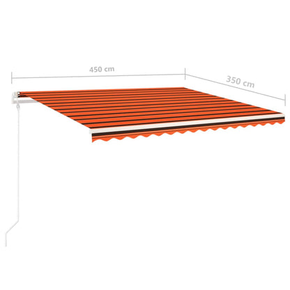 Markise Manuell Einziehbar mit LED 4,5x3,5 m Orange & Braun