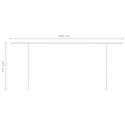 Markise Manuell Einziehbar mit LED 6x3,5 m Creme