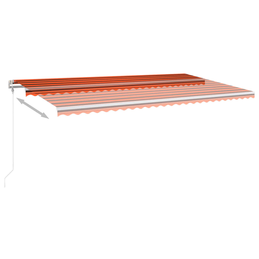 Markise Manuell Einziehbar mit LED 6x3,5 m Orange und Braun