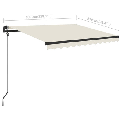 Markise Manuell Einziehbar mit LED 3x2,5 m Creme