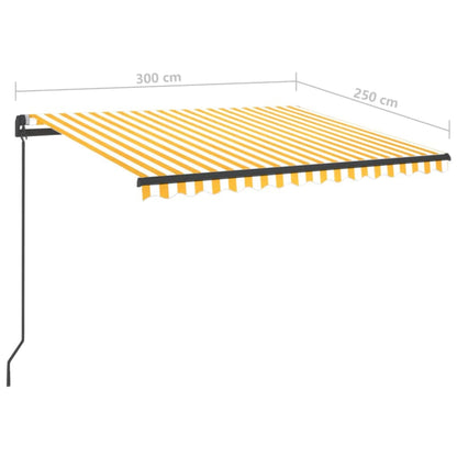 Markise Manuell Einziehbar mit LED 3x2,5 m Gelb und Weiß