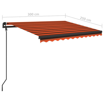 Markise Manuell Einziehbar mit LED 3x2,5 m Orange und Braun